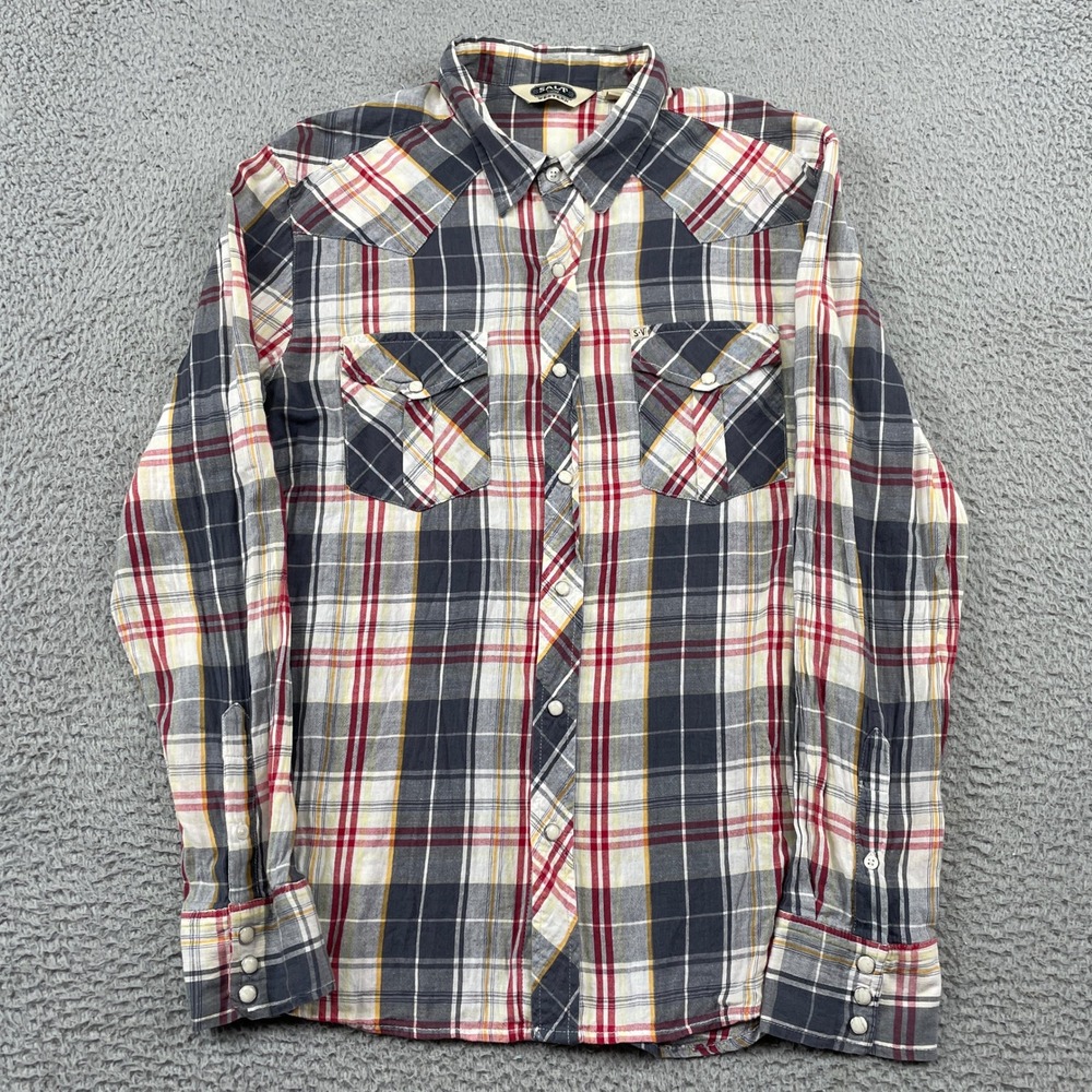 Salt Valley Western Shirt Mens Large Multicolor Plaid Snap Front Long Sl Cowboy